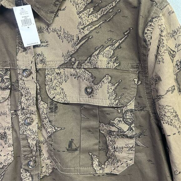Banana Republic Graphic Shacket Shirt Treasure Map Maps Men’s Size Medium NWT - Picture 3 of 12